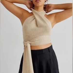 Free People Beige Halter Top